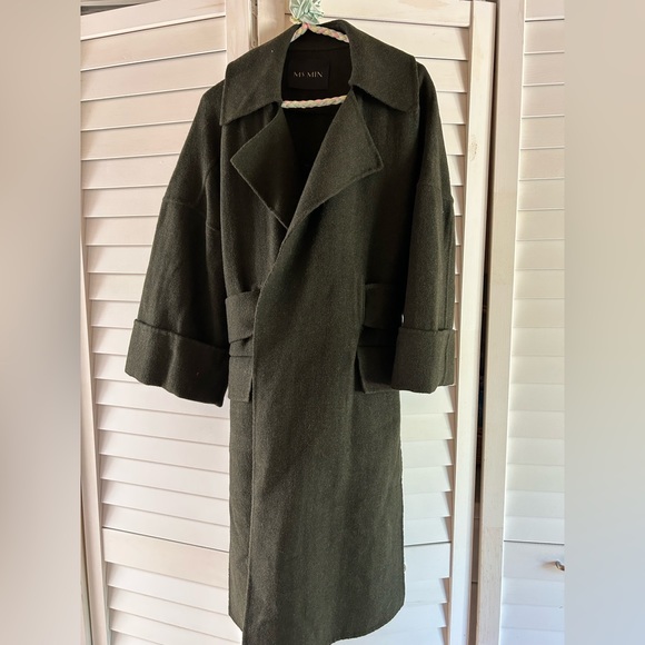 Ms. MIN dark khaki military flannel coat - Picture 1 of 11